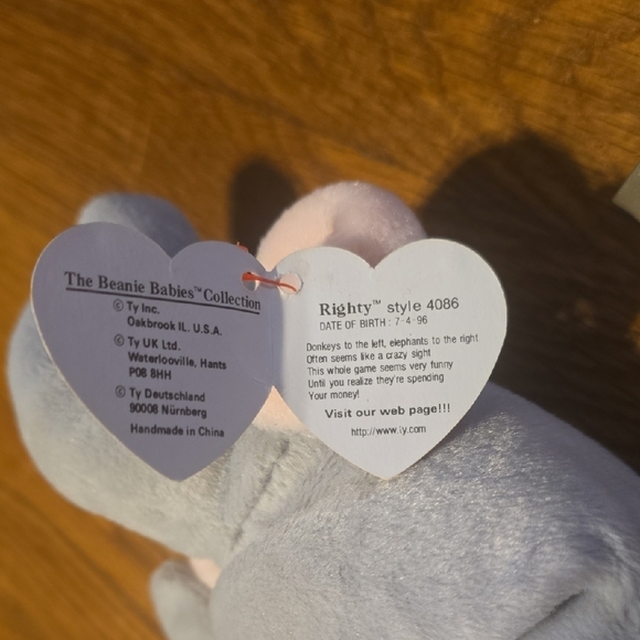 BOGO Ty Gray Elephant Plush with Flag Patch - Picture 2 of 7